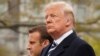 U.S. -- U.S. President Donald Trump and French President Emmanuel Macron attend a welcoming ceremony at the White House in Washington, U.S., April 24, 2018.