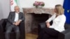 BELGIUM -- European Union foreign policy chief Federica Mogherini (R) meets with Iranian Foreign Minister Javad Zarif prior to a meeting of the E-3 and Iran at the Europa building in Brussels, May 15, 2018