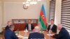 Azerbaijan - Representatives of Nagorno-Karabakh, Azerbaijan's government and a representative of the Russian peacekeeping contingent attend talks in Yevlakh, Sepember 21, 2023.