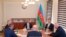 Azerbaijan - Representatives of Nagorno-Karabakh, Azerbaijan's government and a representative of the Russian peacekeeping contingent attend talks in Yevlakh, Sepember 21, 2023.