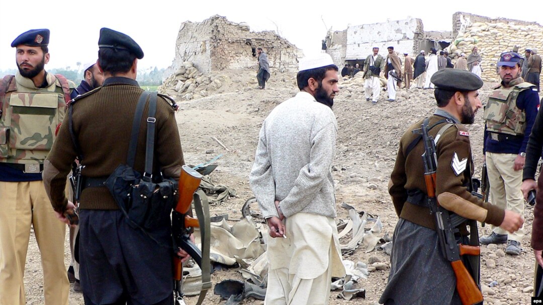 The site of a suicide car bomb attack in Bannu in February 2009