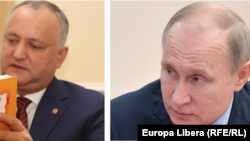 Igor Dodon și Vladimir Putin.