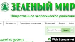 Скрин-шот сайта организации "Зеленый мир"