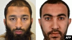A combo photo shows Khuram Shazad Butt (L) and Rachid Redouane from Barking, east London, believed by police to be two of the three attackers in the June 3 terror attack on London Bridge.