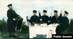 Нико Пиросмани "Кутеж с шарманщиком"