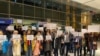 Friends and supporters of Shahab Dehghani, an Iranian student deported from the United States, protesting at Logan Airport. January 20, 2020.