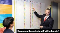 Evropska komesarka za proširenje Marta Kos i premijer Crne Gore Milojko Spajić u Briselu, 15. decembar 2025.