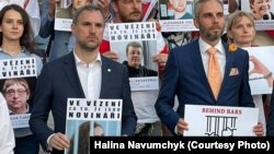 Акцыя салідарнасьці з беларускімі журналістамі ў Празе