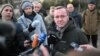 German Defense Minister Boris Pistorius speaks to reporters after laying flowers at a memorial on Maidan Nezalezhnosti, or Independence Square, in Kyiv on November 21.