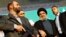 Hizballah leader Sayyed Hassan Nasrallah (second from right) in Beirut in 2012. Among other things, the State Department report said that "terrorist groups supported by Iran -- most prominently Hizballah -- continued to threaten U.S. allies and interests." (file photo) 