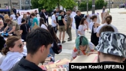 Okupljanje studenata na Slaviji uoči najavljenog protesta, maj 2026.