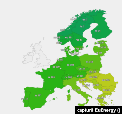 Prețurile medii de pe piața SPOT, plătite de furnizorii din Europa, pe 2 septembrie 2024.