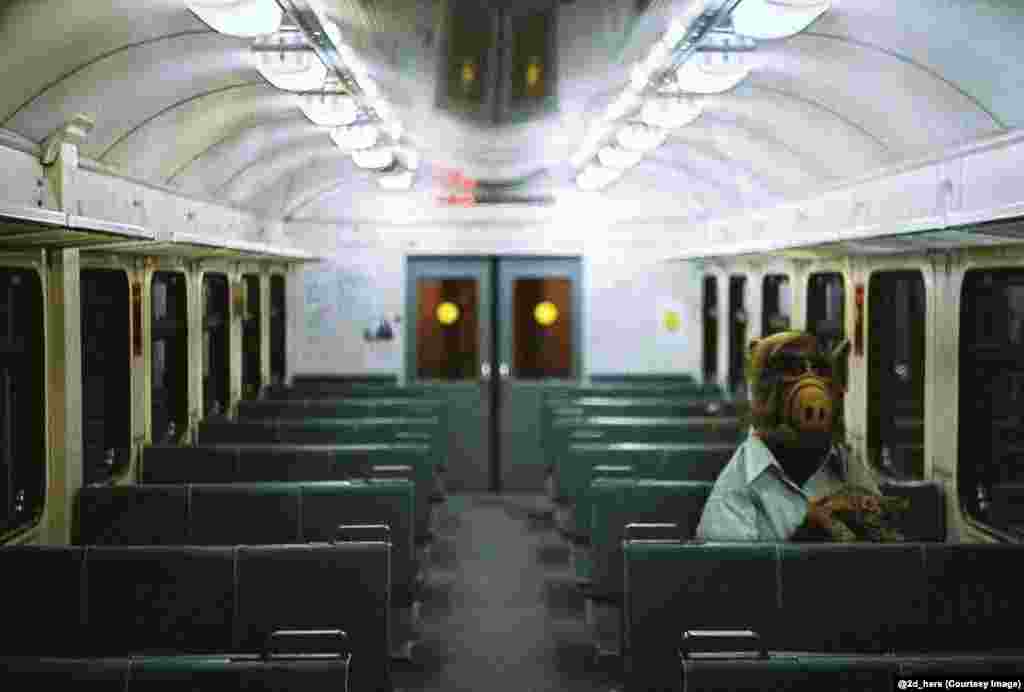 Alf, the eponymous star of the American science fiction sitcom, riding a Russian night train. &nbsp;