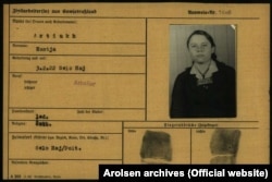 Реєстраційна картка примусової робітниці із Полтавщини Насті Артюх, яка працювала в Німеччині на карбідному заводі. Arolsen archives