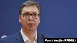 Serbian President Aleksandar Vucic in Belgrade on April 10, 2019.