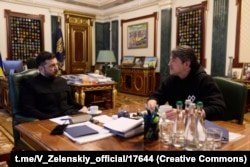 Сергей Притула на встрече с президентом Украины Владимиром Зеленским. 14 января 2026 года