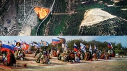 Фотоколаж супутникових знімків цвинтарів Криму та могил на цвинтарі «Кальфа» в Севастополі