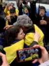 Tears Of Joy As Ukrainians Evacuated From Russian-Occupied Oleshky Reunite With Family
