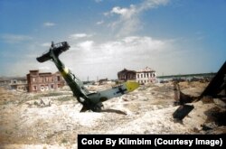 The wreckage of a German Messerschmitt Bf 109 that crashed during the 1942-43 Battle of Stalingrad.