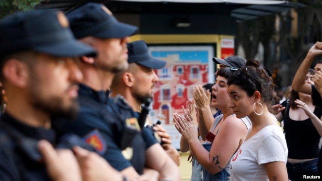 Protestuesit në Palma de Mallorca