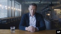 Aleksei Navalny appears in a scene from the documentary, titled Navalny, by Canadian filmmaker Daniel Roher.