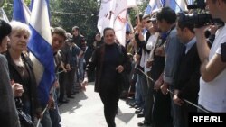 Opposition supporters rally outside the Georgian Public Broadcaster on May 15.