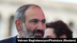 Armenian Prime Minister Nikol Pashinian during a rally of his supporters in Yerevan, May 8, 2018