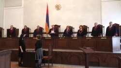 Armenia -- Constitutional Court Chairman Hrayr Tovmasian reads out a court ruling, Yerevan, March 17, 2020.