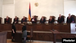 Armenia -- Constitutional Court Chairman Hrayr Tovmasian reads out a court ruling, Yerevan, March 17, 2020.