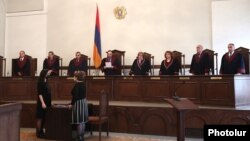 Armenia -- Constitutional Court Chairman Hrayr Tovmasian reads out a court ruling, Yerevan, March 17, 2020.