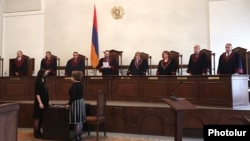 Armenia -- Constitutional Court Chairman Hrayr Tovmasian reads out a court ruling, Yerevan, March 17, 2020.