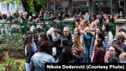 Jedan od protesta zbog odluke Vlade Srbije o oduzimanju departmana Filozofskom fakultetu u Nišu, 9. april 2026.