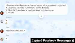 Pe grupul de Messenger în care a avut loc predica, participanții erau invitați să răspundă la întrebări.