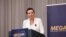 Victoria Furtună vorbește la conferința Make Europe Great Again (MEGA) de la Chișinău.