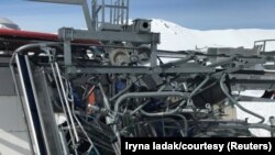 Destroyed ski-lift chairs after the incident.