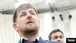 Chechen President Ramzan Kadyrov at a joint meeting of the United Russia Supreme and General councils