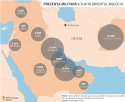 Prezența militară americană în Orientul MIjlociu, 4 ianuarie 2020