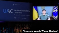 Obraćanje ukrajinskog predsjednika Volodimira Zelenskog na međunarodnoj konferenciji u Hagu 14. jula