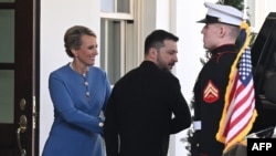 Ukrainian President Volodymyr Zelensky leaves the White House after meeting with U.S. President Donald Trump in Washington on February 28. 