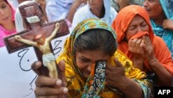 Pakistani Christians protesting the September 22 suicide bombings at Peshawar's All Saints Church, which left more than 80 dead.