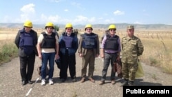 Nagorno-Karabakh/Azerbaijan - The co-chairs of the OSCE Minsk Group pose for a photograph as they cross the Armenian-Azerbaijani "line of contact," 19May2014.