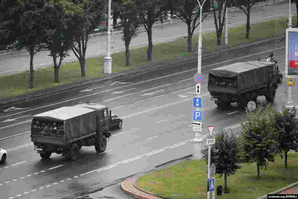 On the morning of the protest on August 23, several military transporters were spotted bringing army personnel into Minsk