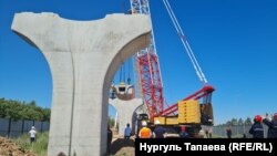 Құрылысы қайта жанданған "Астана LRT" жобасы. Нұр-Сұлтан қаласы, Маусым, 2021 жыл.
