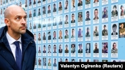 UKRAINE – France's Foreign Minister Jean-Noel Barrot during the commemoration of Ukrainian soldiers killed in the war with Russia near the Wall of Remembrance. Kyiv, October 19, 2024.