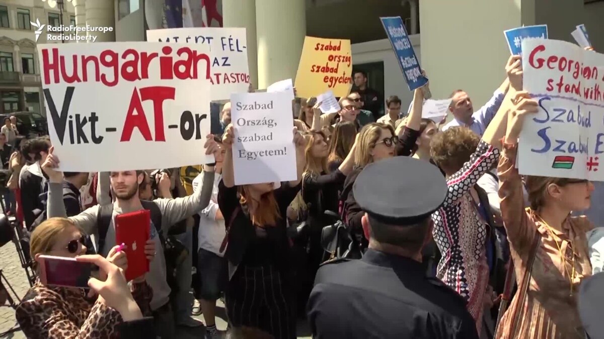 Orban Visit To Georgia Draws Protests Over University Law