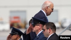 U.S. President Joe Biden boards Air Force One, at Harry Reid international airport in Las Vegas