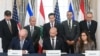 US Secretary of State Marco Rubio (center, back) looks on as Israeli Ambassador to the US Yechiel Leiter, State Department Chief of Staff Daniel Holler, and Lebanese Ambassador to the US Nada Hamadeh sign a framework agreement in Washington, D.C. on June 26.