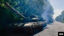 Російський танк Т-64, який використовують сепаратисти, район Горлівки Донецької області, 20 червня 2014 