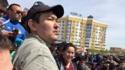 Гражданский активист Талгат Аян на стихийном митинге в Атырау против инициированной правительством земельной реформы. 24 апреля 2016 года.