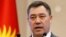 Acting Kyrgyz President Sadyr Japarov delivers a speech at the parliament in Bishkek on October 16.